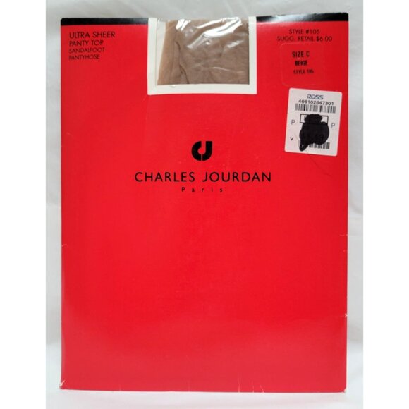 VTG Charles Jourdan 5 Control Top & 1 Ultra Sheer Pantyhose Size C Beige NOS - Picture 7 of 10